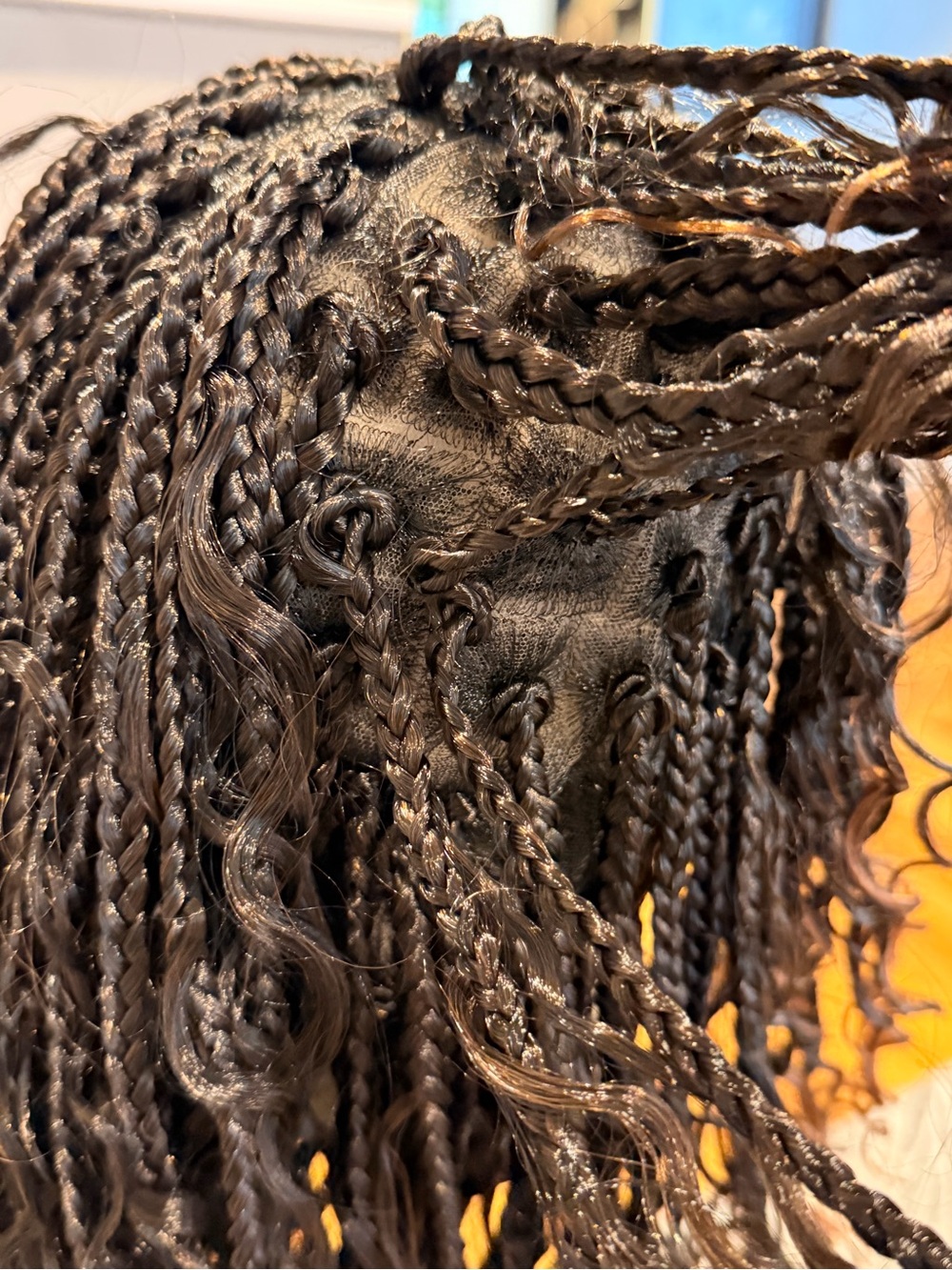 Synthetic Natural Black to Brown Ombre Braided Curly Wig Full Lace Cap #214 - Picture 13 of 16
